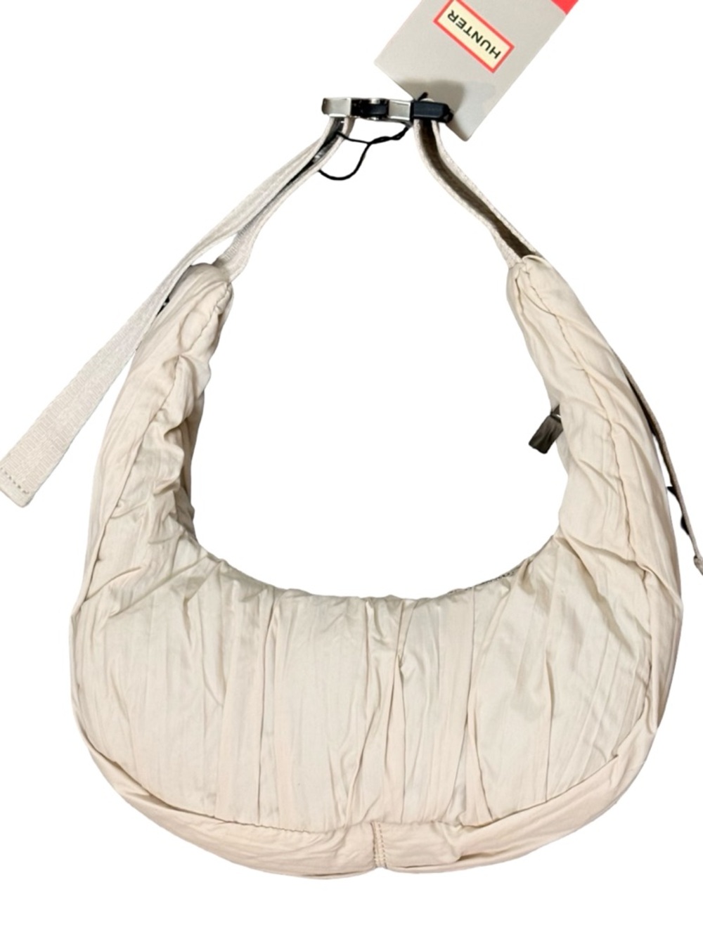 Hunter Crescent Bag Oyster Ruched Puffer Shoulder Bag Adjustable Strap NWT - Picture 3 of 8